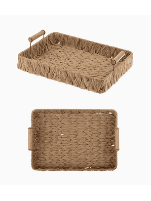 Bandeja para Desayunos con Manillas – Color Café Estilo Mimbre