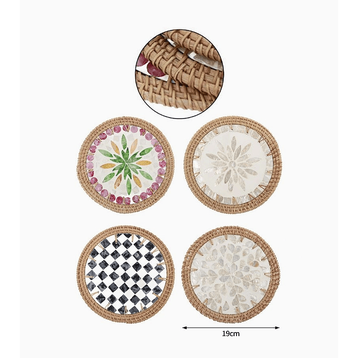 Individual posavasos artesanal 19 cm con piedras 2