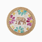 Individual posavasos artesanal 15 cm diseño elefante con piedras - Miniatura 1