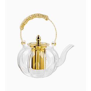 Tetera de vidrio 1.4 litros con filtro dorado