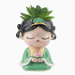 Macetero decorativo niña meditando con flor artificial suculenta 7,5x13,5 cm - Miniatura 1