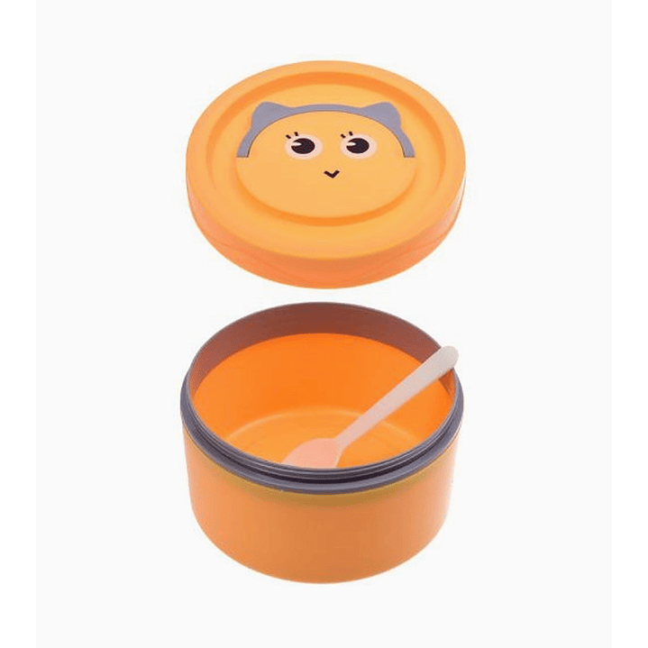 Lonchera con tapa y cuchara 13 x 8.5 cm con caritas tiernas 1