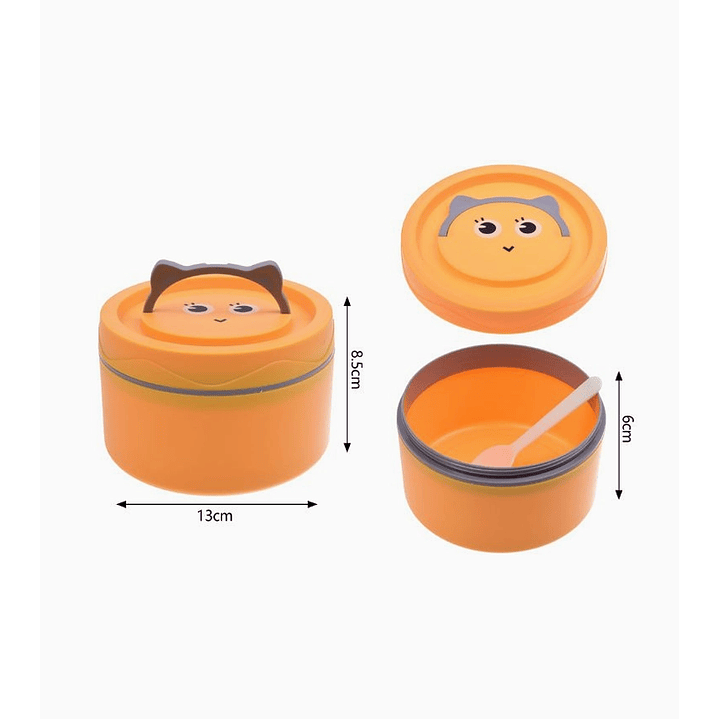 Lonchera con tapa y cuchara 13 x 8.5 cm con caritas tiernas 3