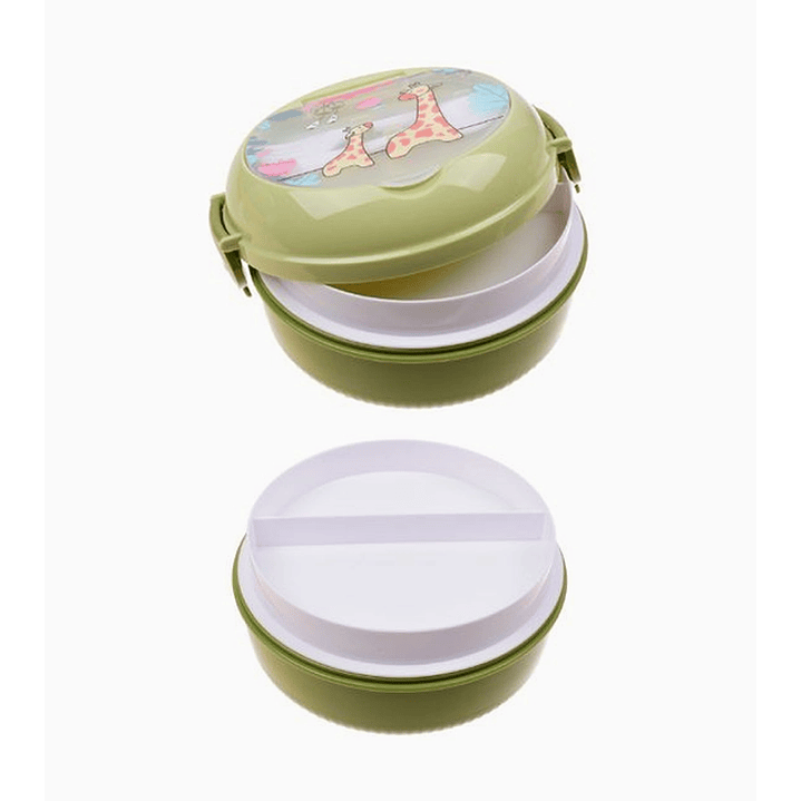 Lonchera con tapa y plato dividido 9 x 16.5 cm con figuras de animalitos 1