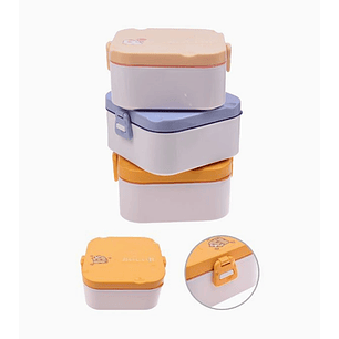 Lonchera con tapa y plato dividido 7 x 13.5 cm con cuchara y tenedor