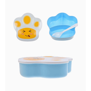 Lonchera con tapa y tenedor, tres divisiones 15 x 15 x 4.3 cm 