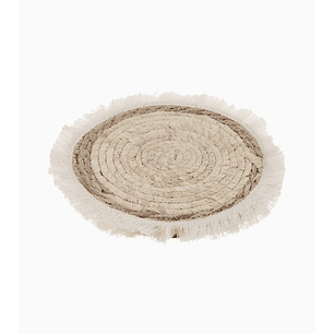 Mantel de centro tejido artesanal 27 cm con vuelitos de lana