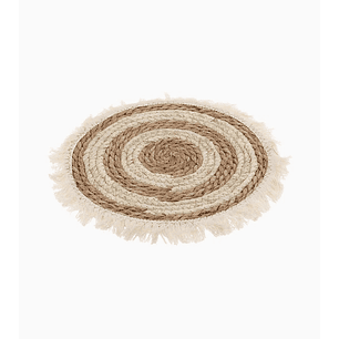 Mantel de centro tejido artesanal 30 cm color café oscuro y claro con vuelitos de lana