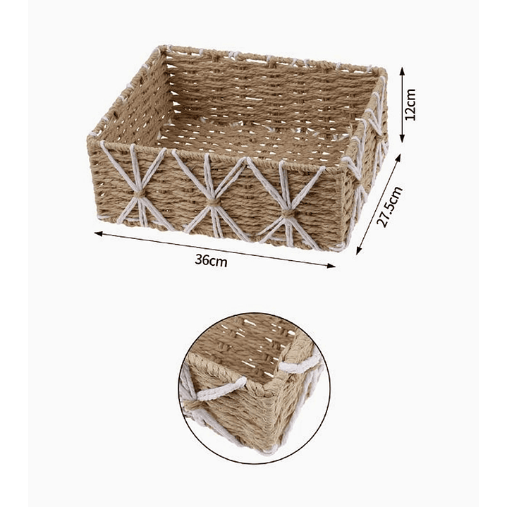Canasta panera frutera rectangular tejida artesanal  2