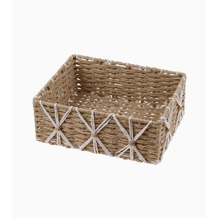 Canasta panera frutera rectangular tejida artesanal  1