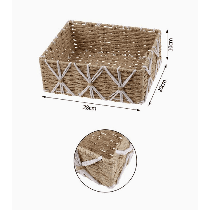 Canasta panera frutera rectangular tejida artesanal  3