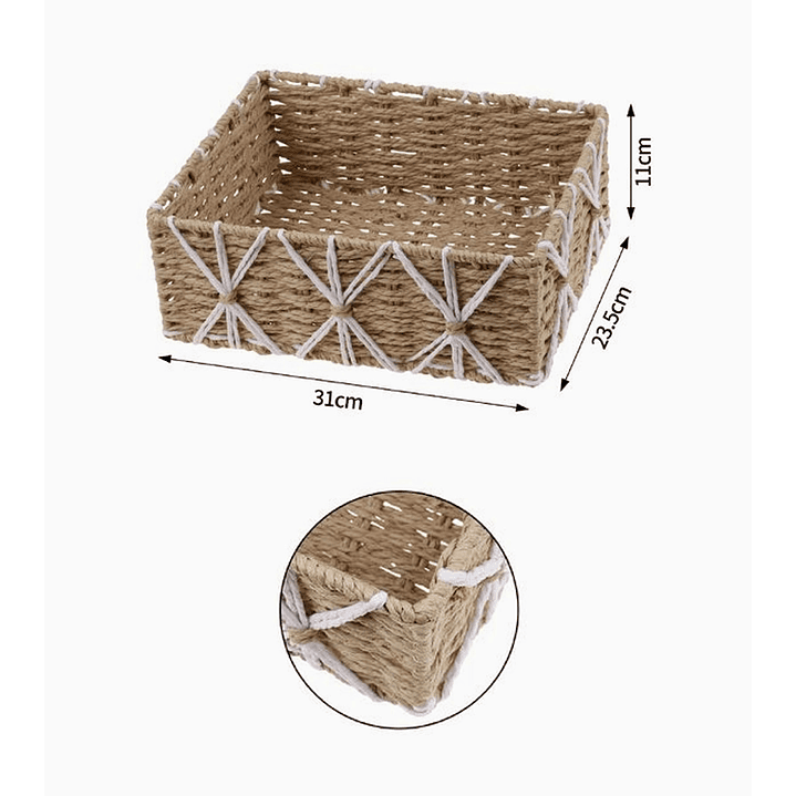 Canasta panera frutera rectangular tejida artesanal  4