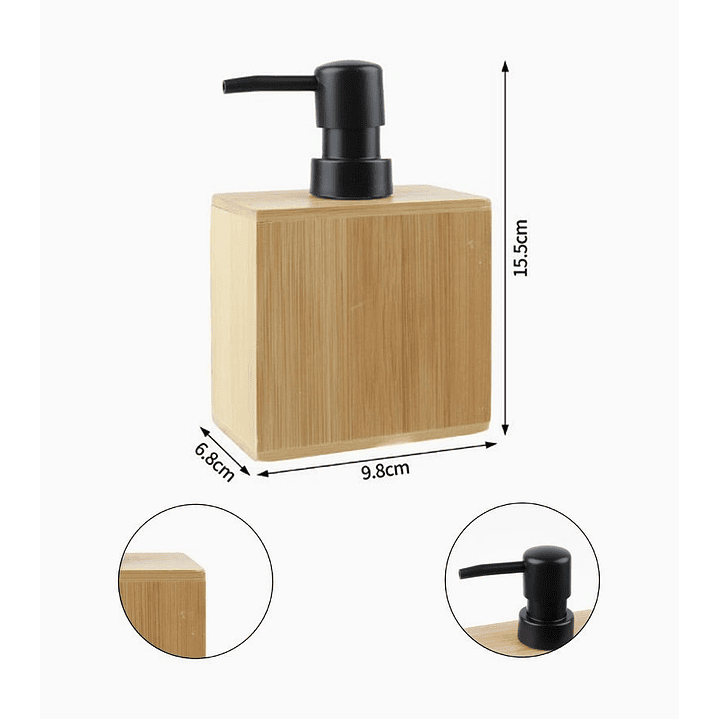 Dispensador de jabón líquido estilo madera 6.8x9.8x15.5 cm 2