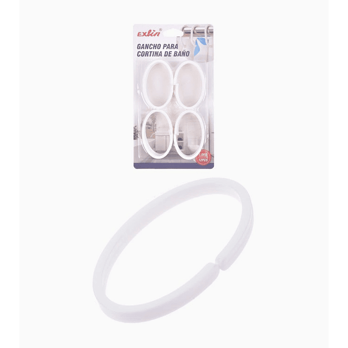 Ganchos para cortinas de baño resistentes set 12 piezas 3.8x6 cm 1