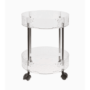 Estante organizador de dos pisos con ruedas – Superficie redonda 30x36.5 cm 