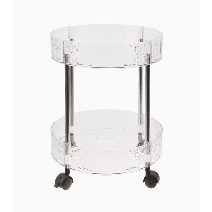 Estante organizador de dos pisos con ruedas – Superficie redonda 30x36.5 cm  1