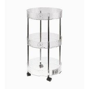 Estante organizador de tres pisos con ruedas – Superficie redonda 30x61 cm