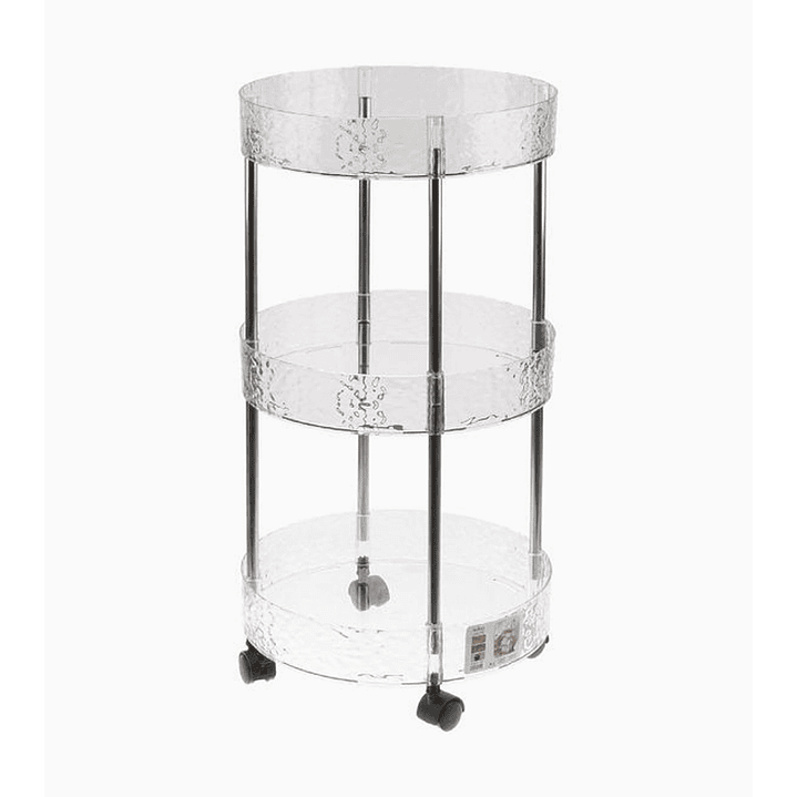 Estante organizador de tres pisos con ruedas – Superficie redonda 30x61 cm 1