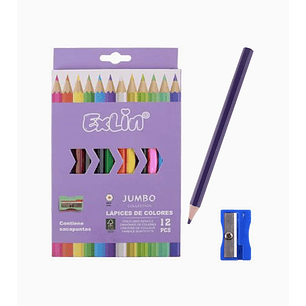Set de Lápices de Colores Jumbo 12 Unidades + Sacapuntas