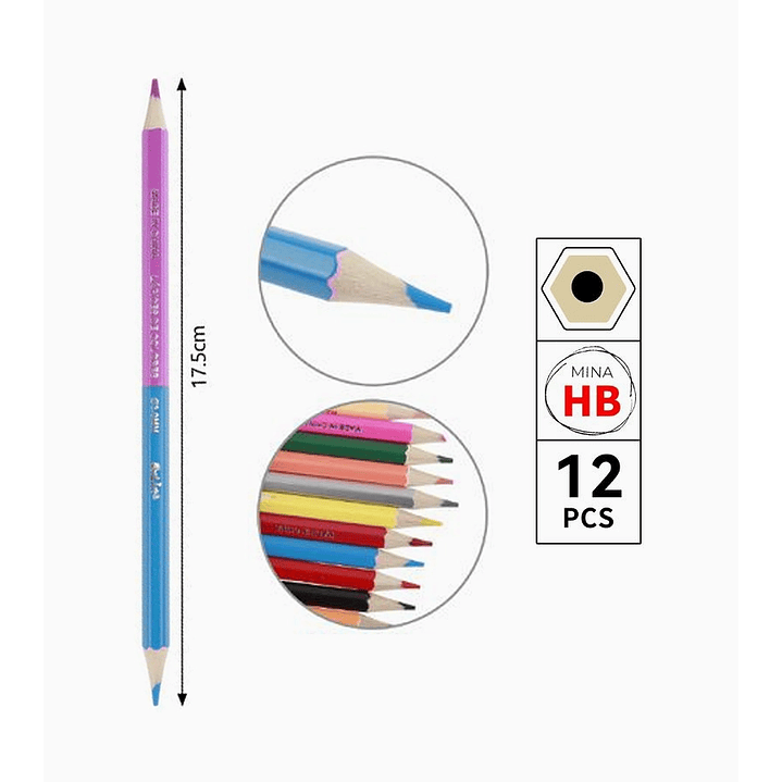 Set de Lápices de Colores Bicolor 12 Unidades – 24 Colores 2