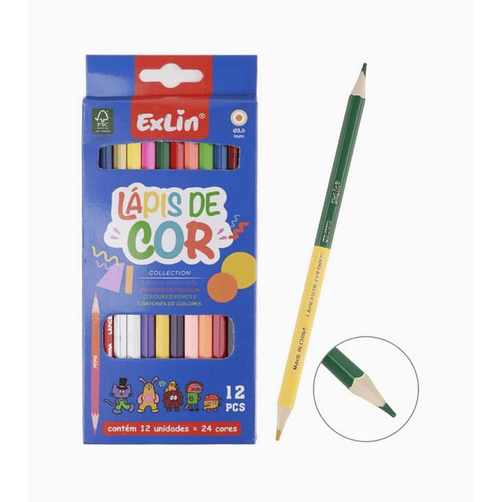 Set de Lápices de Colores Bicolor 12 Unidades – 24 Colores  1