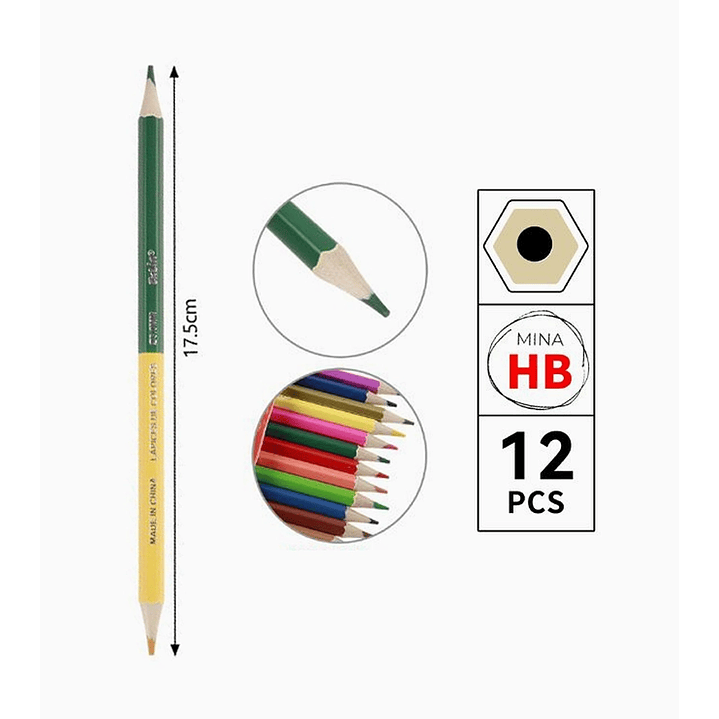 Set de Lápices de Colores Bicolor 12 Unidades – 24 Colores  2