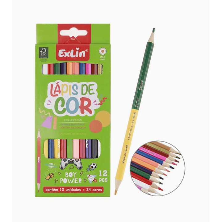 Set de Lápices de Colores Bicolor 12 Unidades – 24 Colores  1