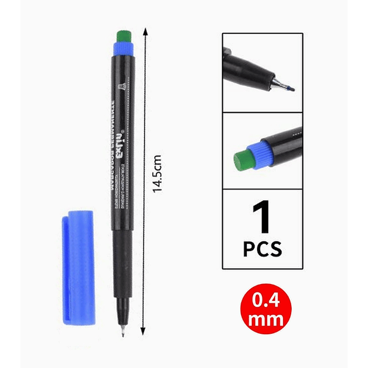 Marcador Permanente ExLin Punta Fina 0.4 mm Azul Base Alcohol 2