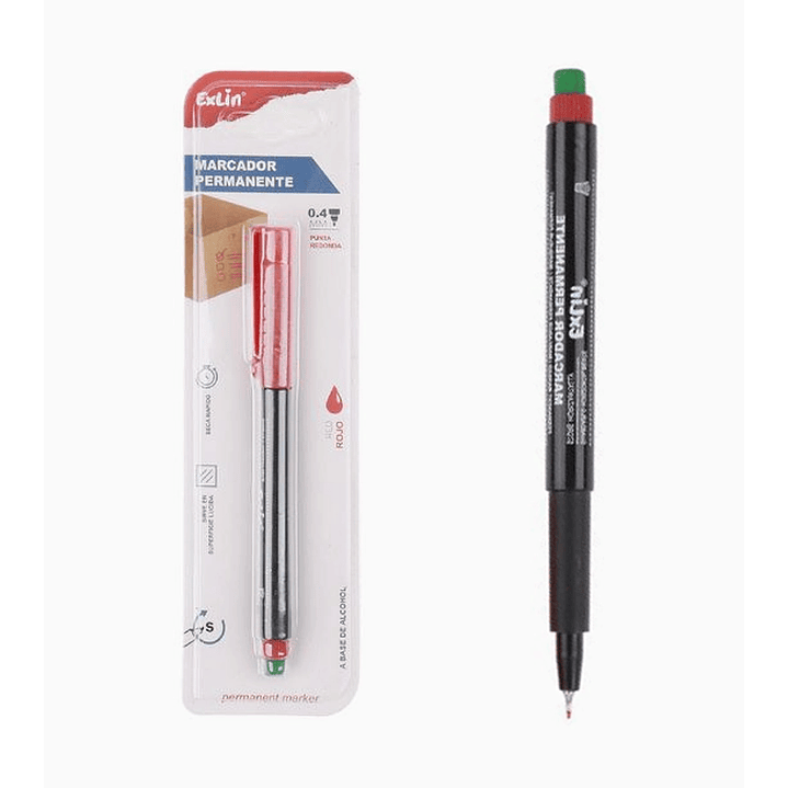Marcador Permanente Punta Fina 0.4 mm Rojo Base Alcohol 1