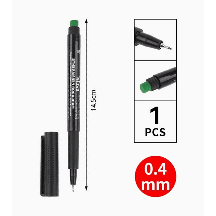 Marcador Permanente Punta Fina 0.4 mm Negro Base Alcohol 2