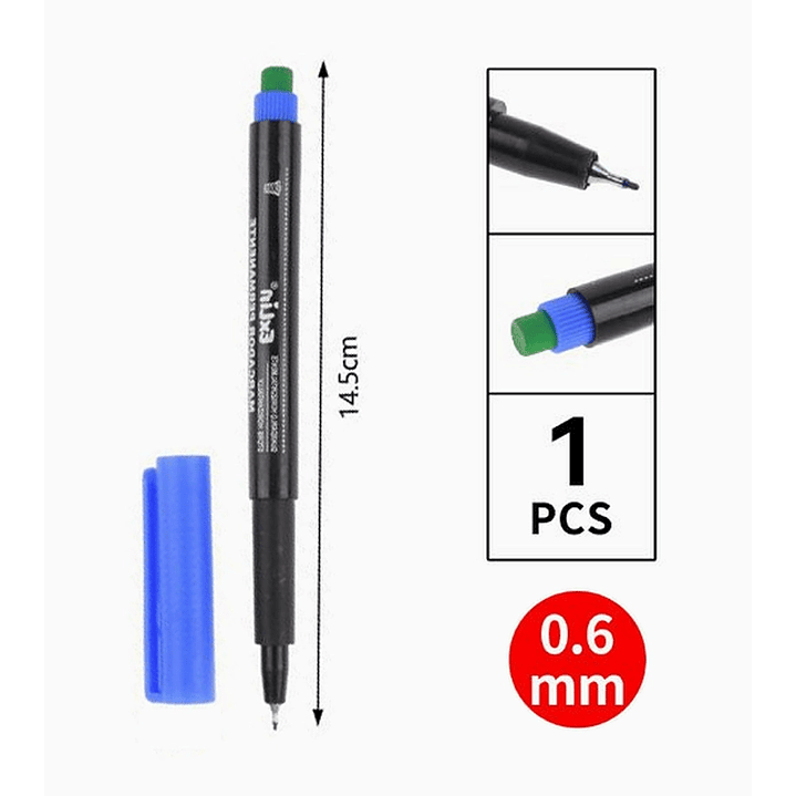Marcador Permanente Punta Fina 0.6 mm Azul Base Alcohol 2