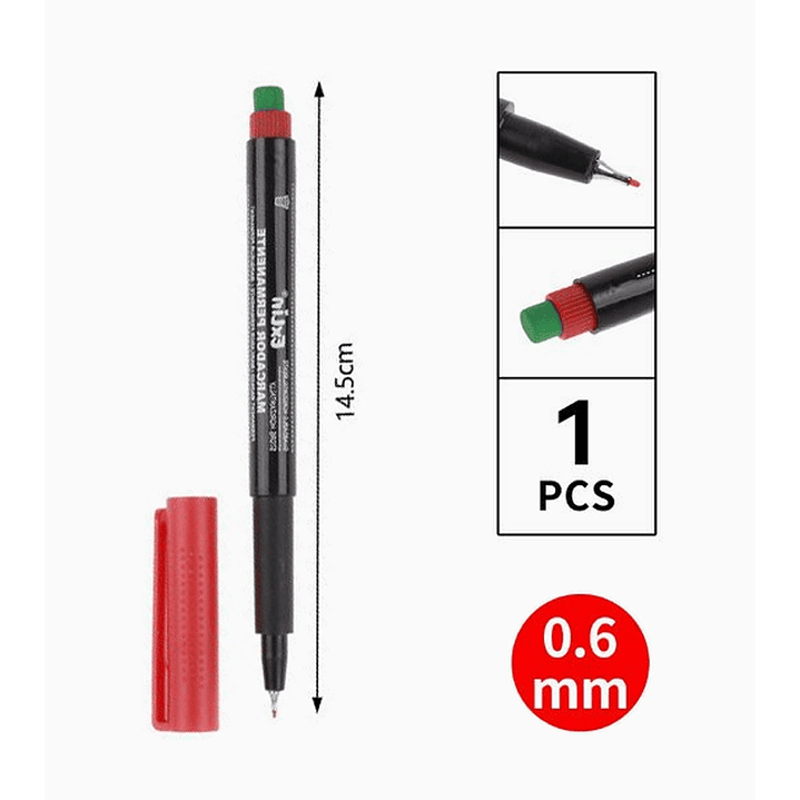 Marcador Permanente Punta Fina 0.6 mm Rojo Base Alcohol  2