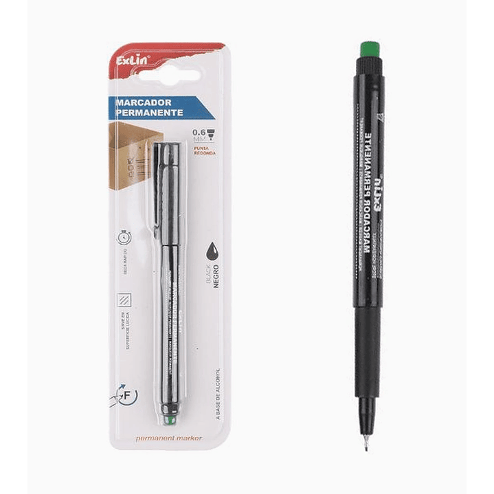 Marcador Permanente Punta Fina 0.6 mm Negro Base Alcohol 1