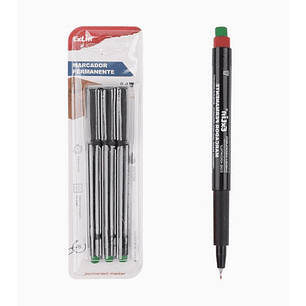 Pack 3 Marcadores Permanentes Punta Fina 0.4 mm Negro Base Alcohol