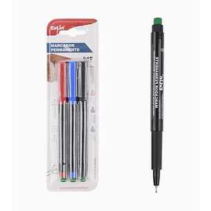 Pack 3 Marcadores Permanentes Punta Fina 0.4 mm Negro Azul Rojo