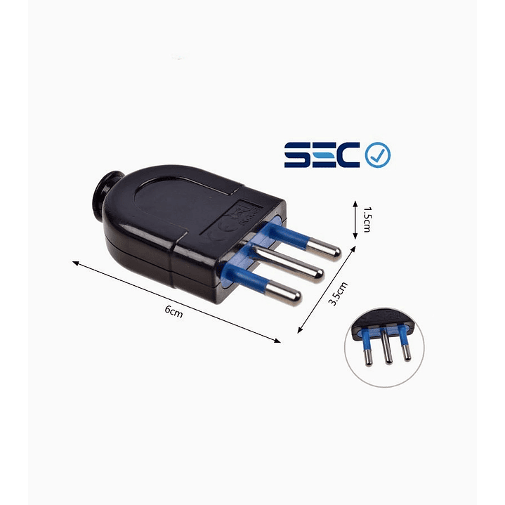 Enchufe Macho 3 Patas – Certificación SEC 1