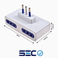 Adaptador Eléctrico 3 Patas – Múltiples Entradas Blanco - Miniatura 2