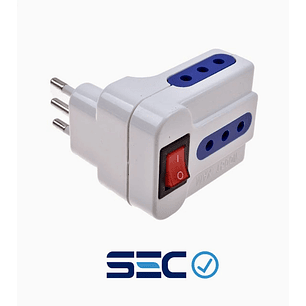Adaptador Eléctrico 3 Patas con Interruptor Blanco