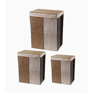 Set de 3 Canastos Rectangulares con Tapa