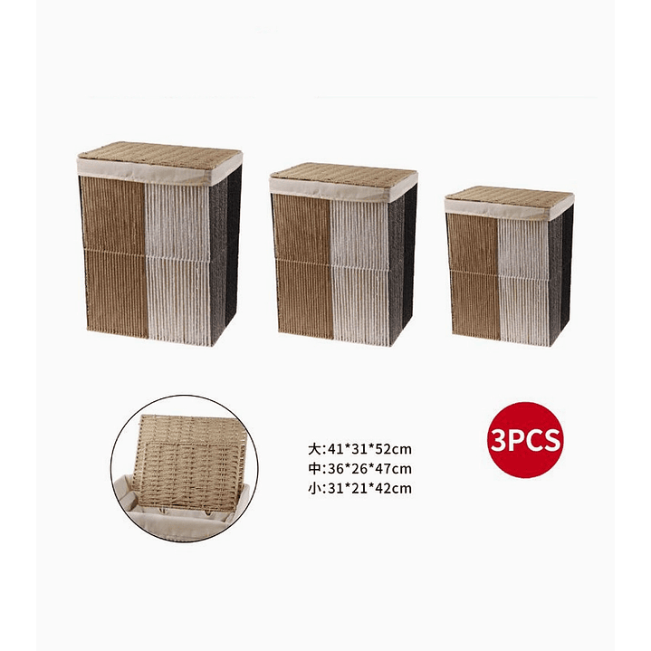 Set de 3 Canastos Rectangulares con Tapa 2