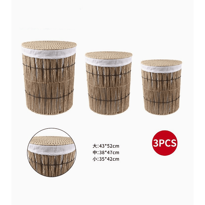 Set de 3 Canastos Cilíndricos con Tapa 2