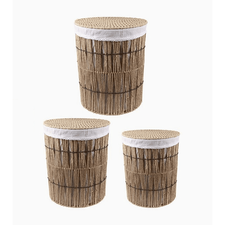 Set de 3 Canastos Cilíndricos con Tapa 1