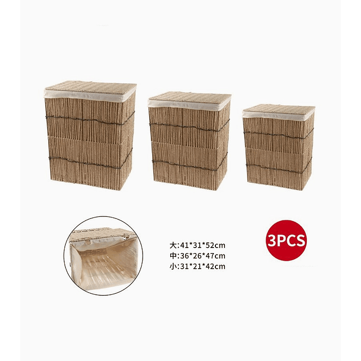 Set de 3 Canastos Rectangulares con Tapa 2