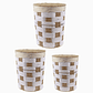 Set de 3 Canastos Cilíndricos con Tapa – Diseño Cuadrillé Blanco y Café - Miniatura 1