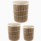 Set de 3 Canastos Cilíndricos con Tapa – Diseño Natural - Miniatura 1