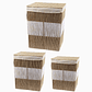 Set de 3 Canastos Rectangulares con Tapa – Diseño Natural - Miniatura 1