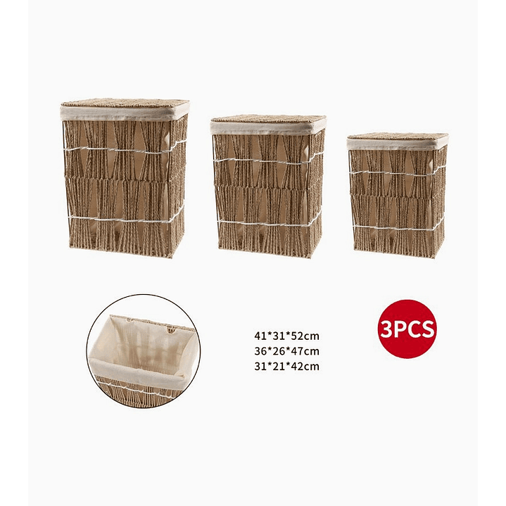 Set de 3 Canastos Rectangulares con Tapa 2