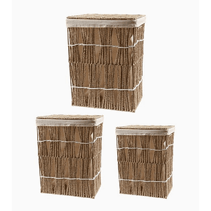 Set de 3 Canastos Rectangulares con Tapa