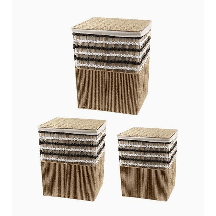 Set de 3 Canastos Rectangulares con Tapa Acolchada 1