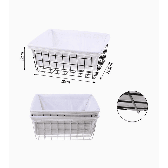 Canasto Organizador Rectangular con Estructura Metálica y Forro 2